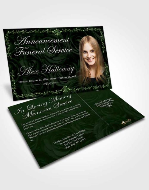 Funeral Announcement Card Template Spring Afternoon Royal Rose