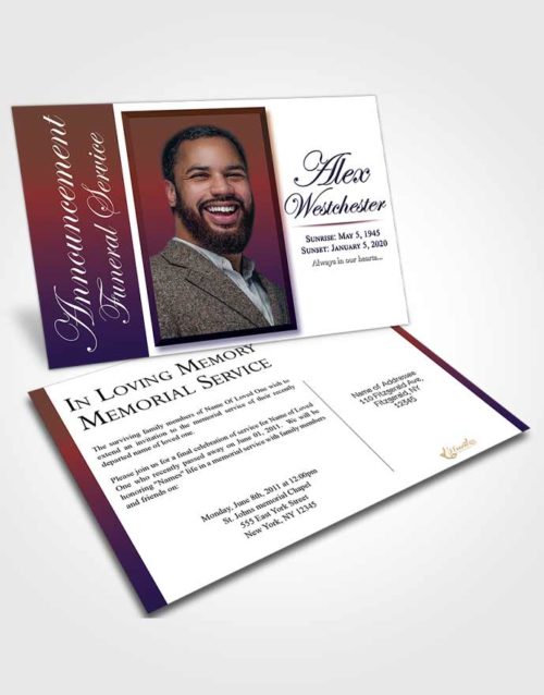 Funeral Announcement Card Template Steady Radiance