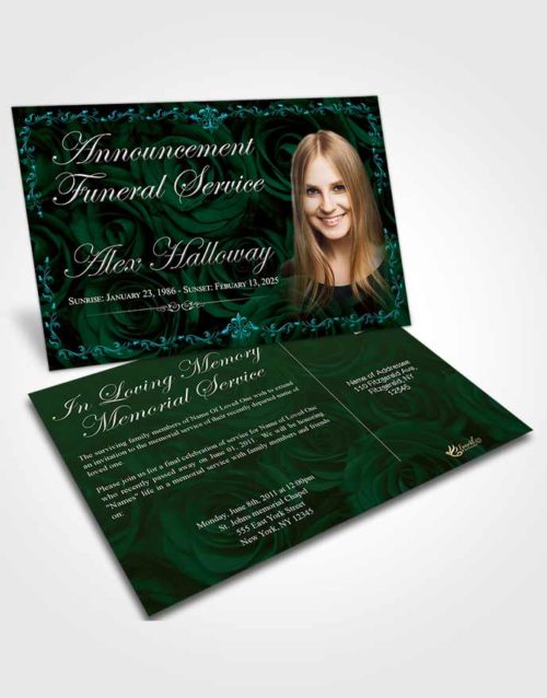Funeral Announcement Card Template Summer Afternoon Royal Rose
