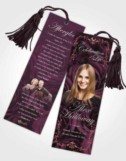 Funeral Bookmark Template Ambient Afternoon Royal Rose