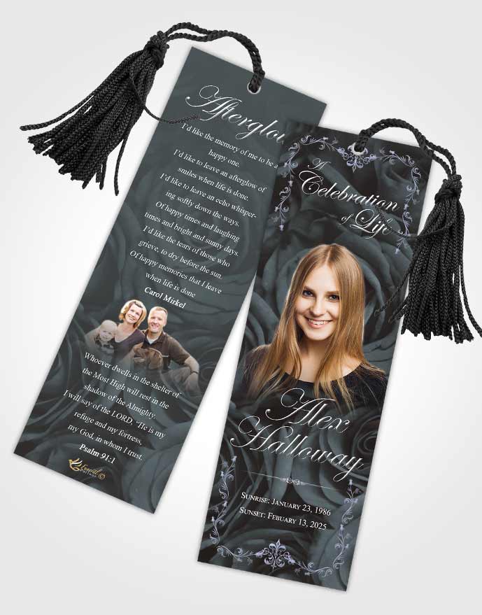Funeral Bookmark Template Collected Afternoon Royal Rose