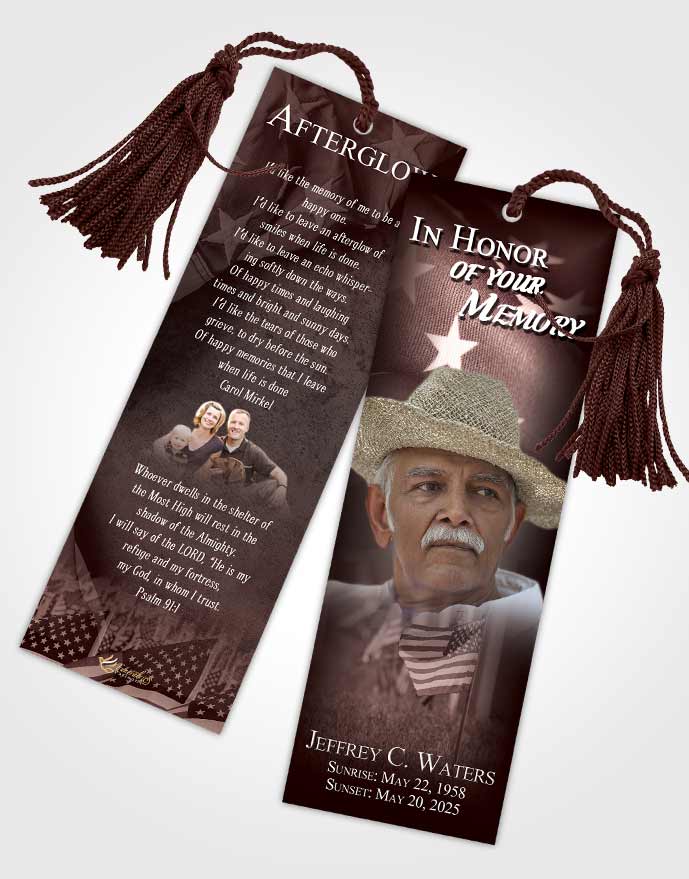 Funeral Bookmark Template Cool American Dream