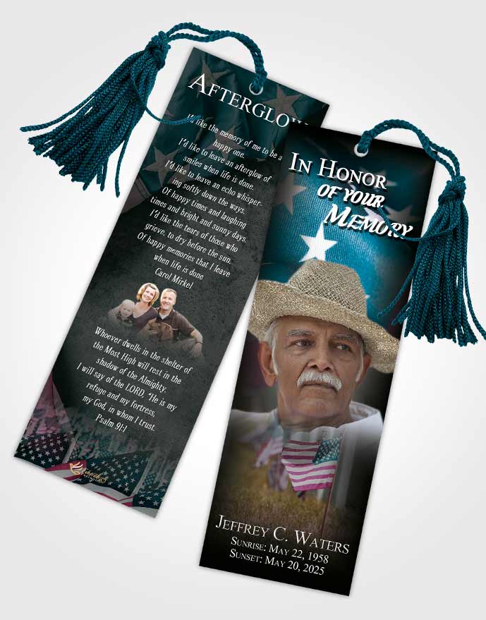 Funeral Bookmark Template Gentle American Dream