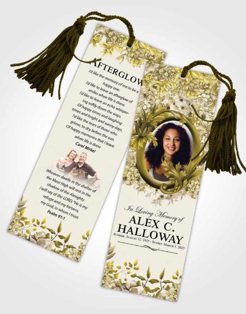 Funeral Bookmark Template Harmonious Afternoon Succulents