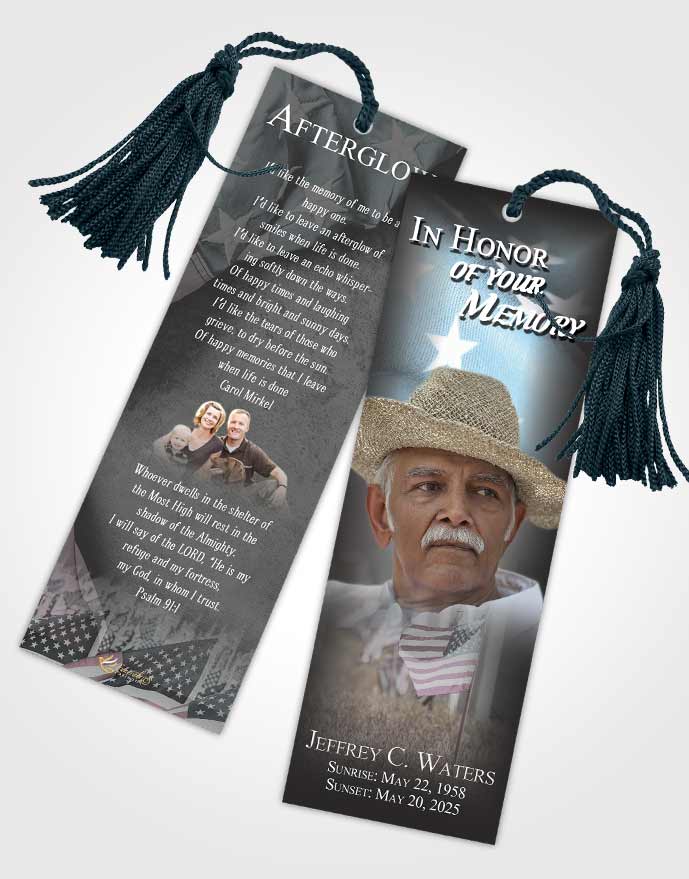 Funeral Bookmark Template Humble American Dream