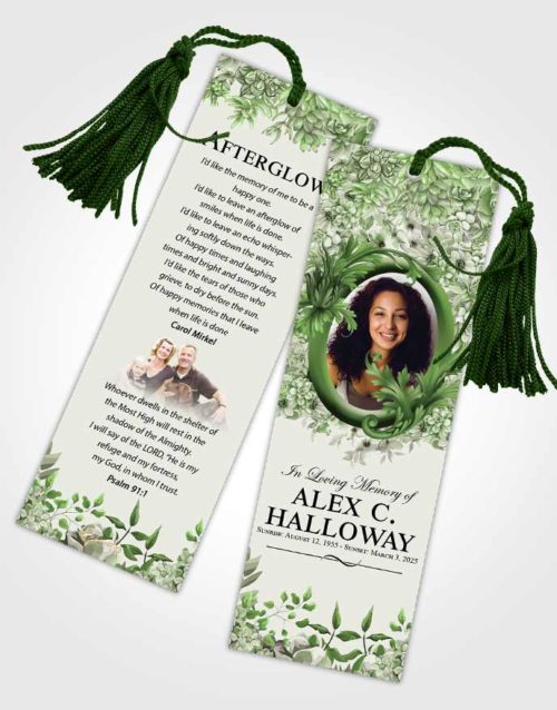 Funeral Bookmark Template Loving Afternoon Succulents