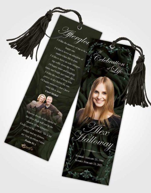 Funeral Bookmark Template Noble Afternoon Royal Rose