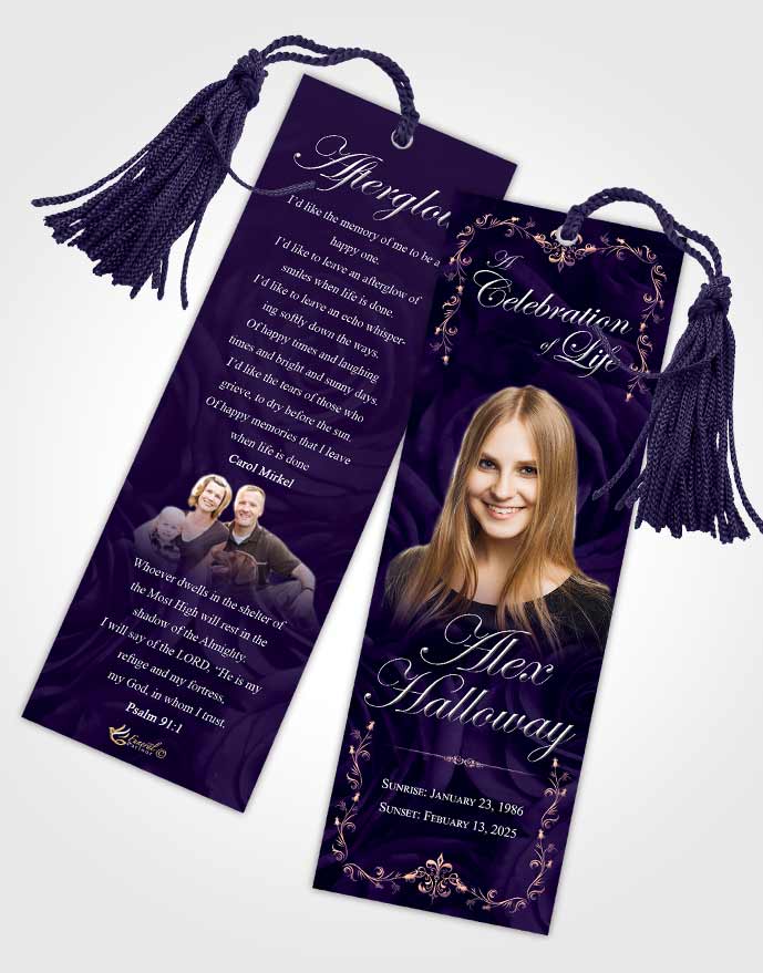 Funeral Bookmark Template Smooth Afternoon Royal Rose