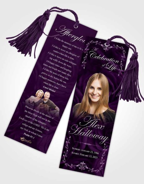 Funeral Bookmark Template Soothing Afternoon Royal Rose
