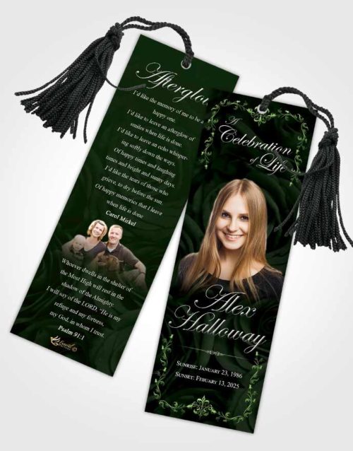 Funeral Bookmark Template Spring Afternoon Royal Rose