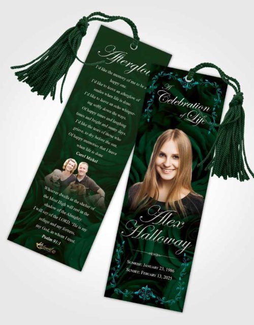 Funeral Bookmark Template Summer Afternoon Royal Rose