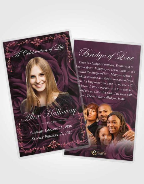 Funeral Prayer Card Template Ambient Afternoon Royal Rose