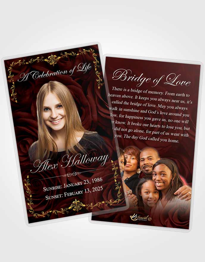 Funeral Prayer Card Template Early Afternoon Royal Rose