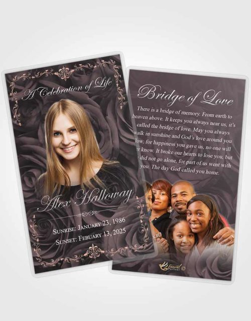 Funeral Prayer Card Template Humble Afternoon Royal Rose