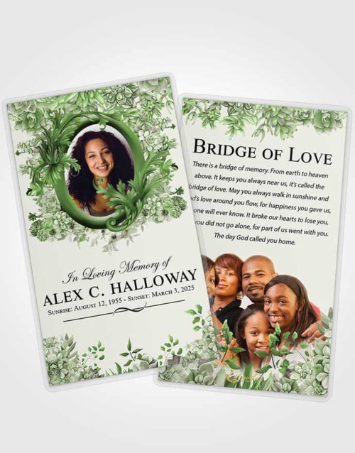 Funeral Prayer Card Template Loving Afternoon Succulents