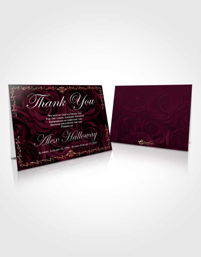 Funeral Thank You Card Template Gentle Afternoon Royal Rose