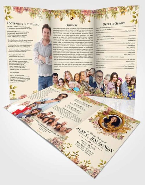 Obituary Template Trifold Brochure Beautiful Afternoon Succulents