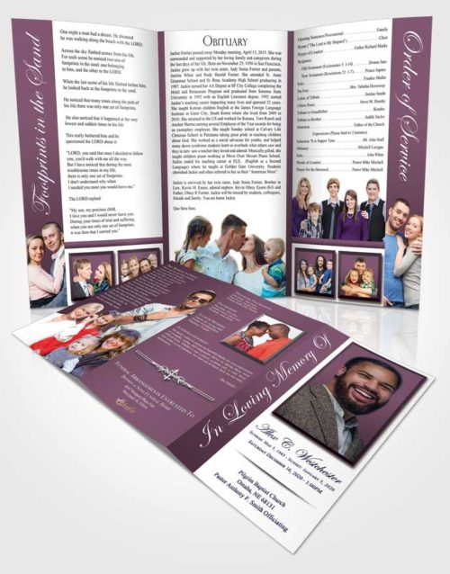 Obituary Template Trifold Brochure Evening Radiance