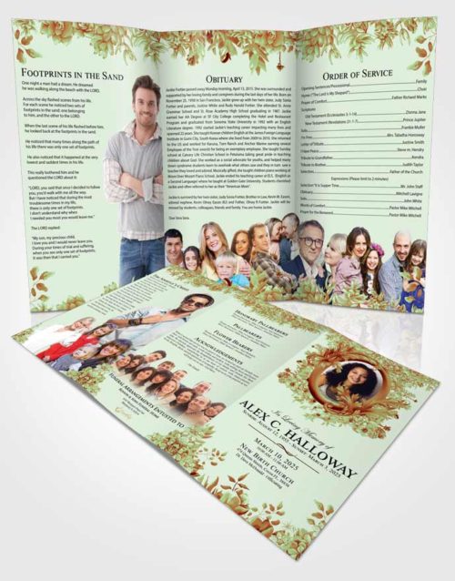 Obituary Template Trifold Brochure Generous Afternoon Succulents