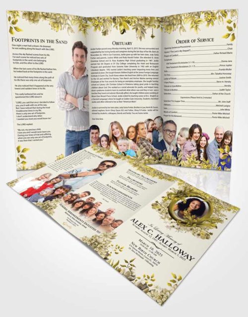 Obituary Template Trifold Brochure Harmonious Afternoon Succulents