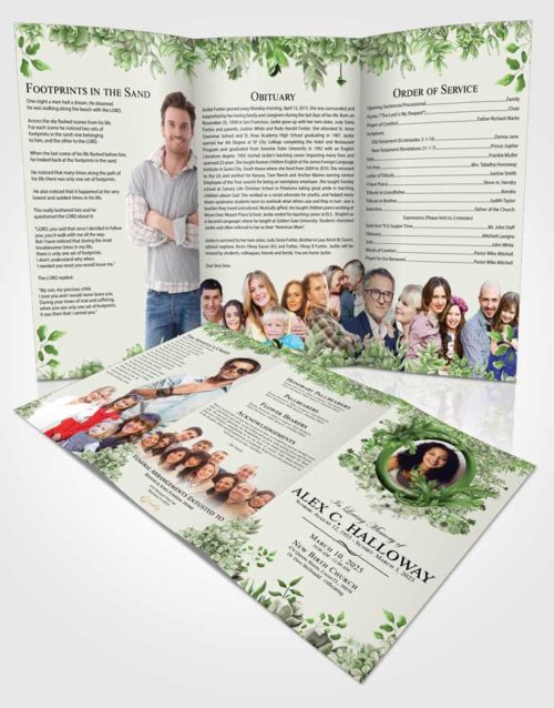 Obituary Template Trifold Brochure Loving Afternoon Succulents