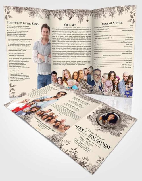 Obituary Template Trifold Brochure Modest Afternoon Succulents
