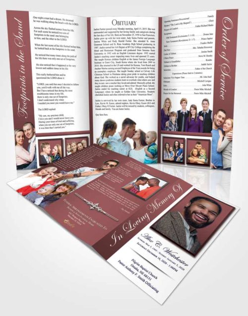 Obituary Template Trifold Brochure Morning Radiance