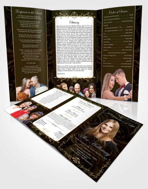 Obituary Template Trifold Brochure Pacific Afternoon Royal Rose