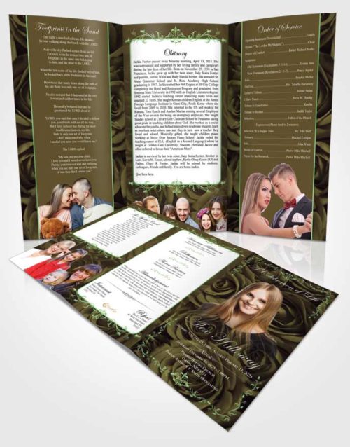 Obituary Template Trifold Brochure Respectful Afternoon Royal Rose
