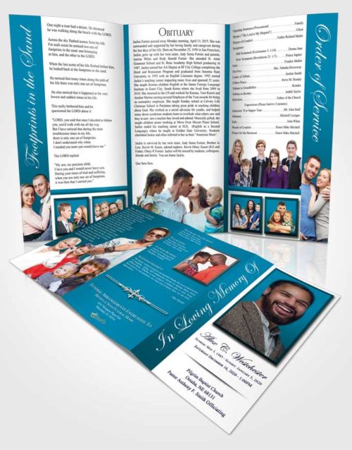 Obituary Template Trifold Brochure Sapphire Radiance