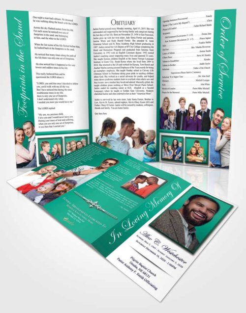 Obituary Template Trifold Brochure Simple Radiance