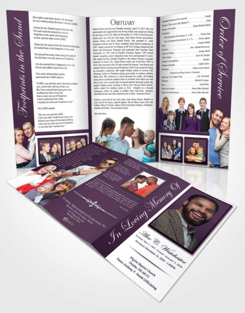 Obituary Template Trifold Brochure Soft Radiance