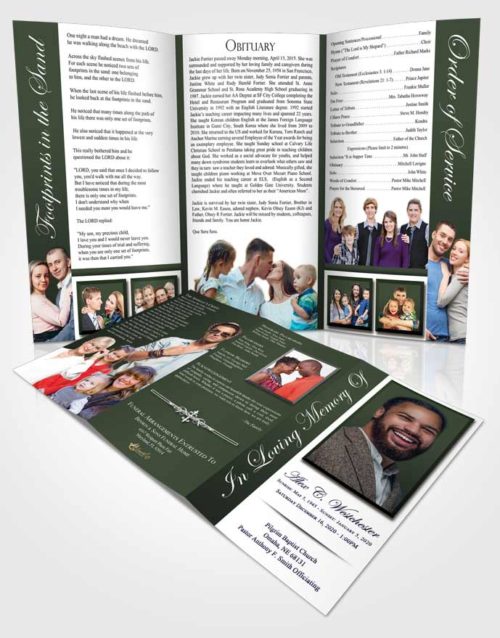 Obituary Template Trifold Brochure Spring Radiance