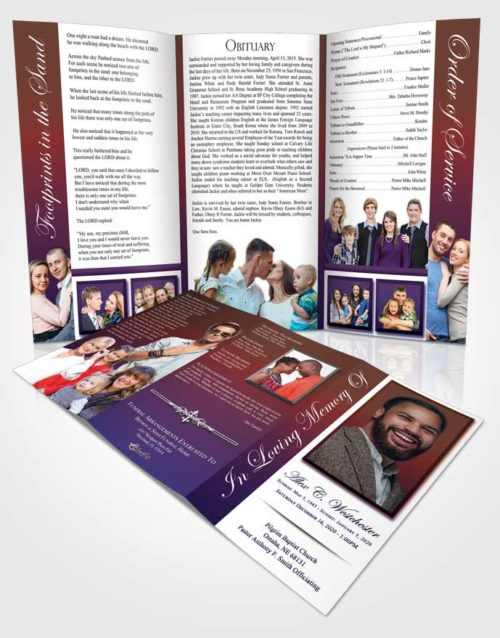 Obituary Template Trifold Brochure Steady Radiance