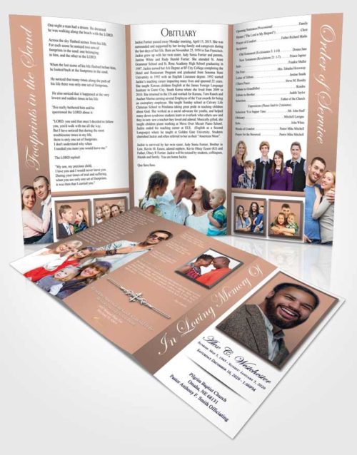 Obituary Template Trifold Brochure Sweet Radiance