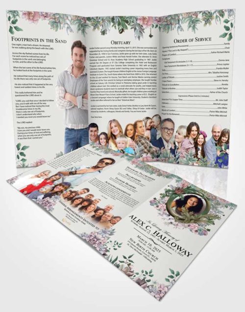 Obituary Template Trifold Brochure Thoughtful Afternoon Succulents
