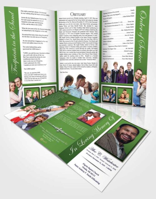 Obituary Template Trifold Brochure Tranquil Radiance