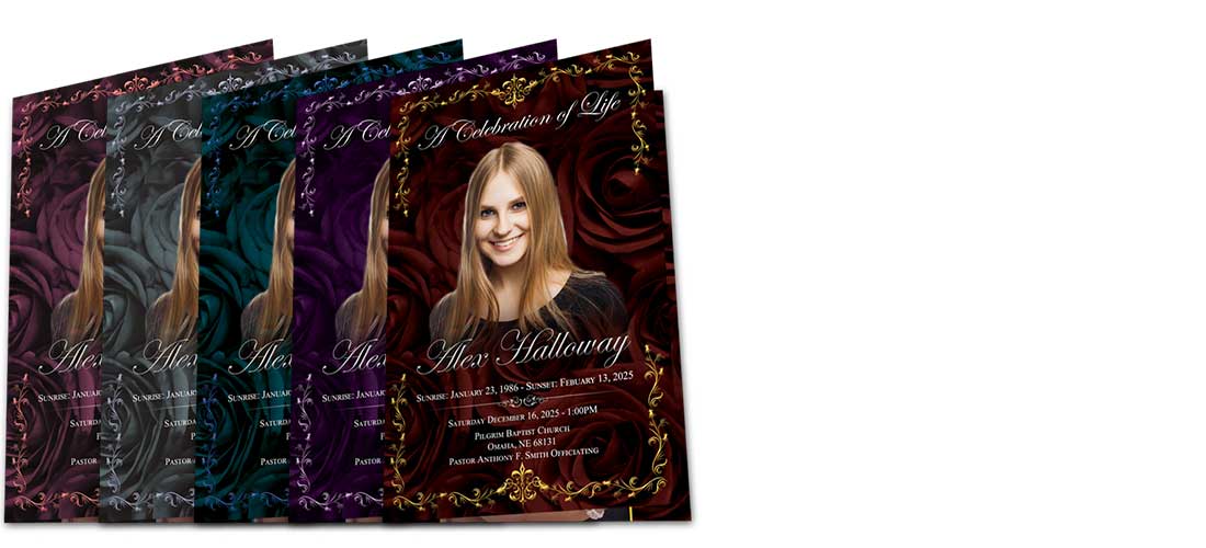 Afternoon Royal Rose Funeral Program Template