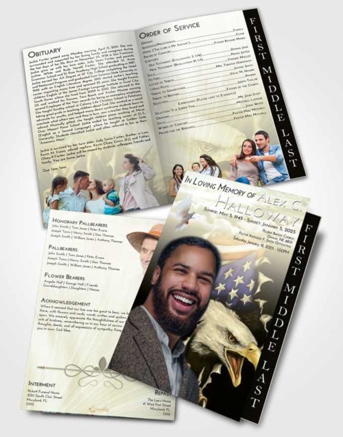 2 Page Graduated Step Fold Funeral Program Template Brochure At Dusk American Motorcycle