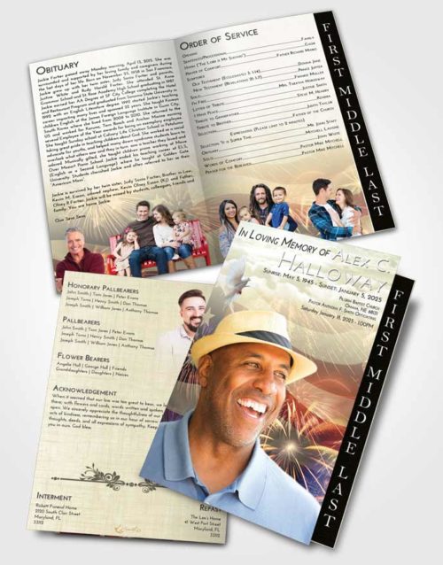 2 Page Graduated Step Fold Funeral Program Template Brochure At Dusk American Patriot