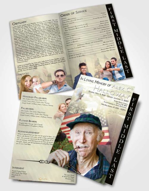 2 Page Graduated Step Fold Funeral Program Template Brochure At Dusk American Smile