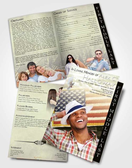 2 Page Graduated Step Fold Funeral Program Template Brochure At Dusk Army Days
