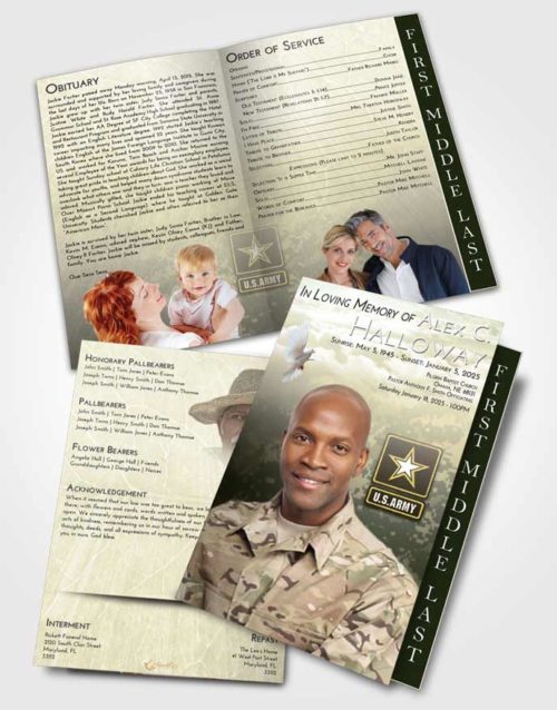 2 Page Graduated Step Fold Funeral Program Template Brochure At Dusk Army Duty