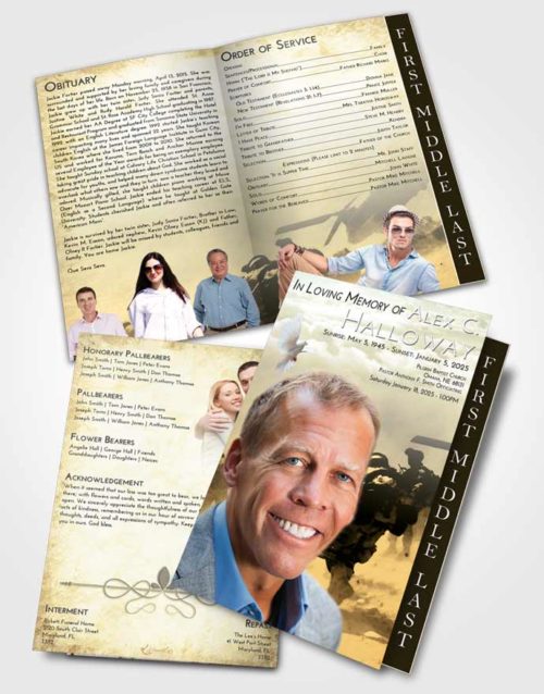 2 Page Graduated Step Fold Funeral Program Template Brochure At Dusk Army Sacrifice