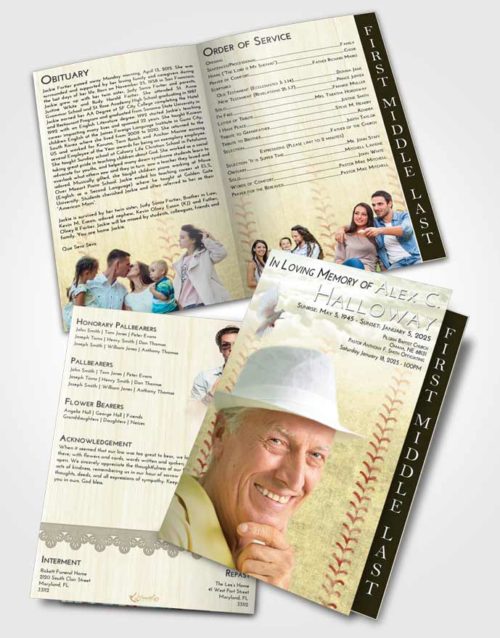 2 Page Graduated Step Fold Funeral Program Template Brochure At Dusk Baseball Honor