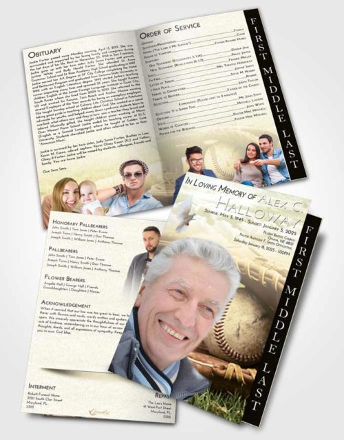 2 Page Graduated Step Fold Funeral Program Template Brochure At Dusk Baseball Tranquility