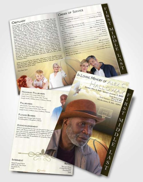 2 Page Graduated Step Fold Funeral Program Template Brochure At Dusk Basketball Dreams