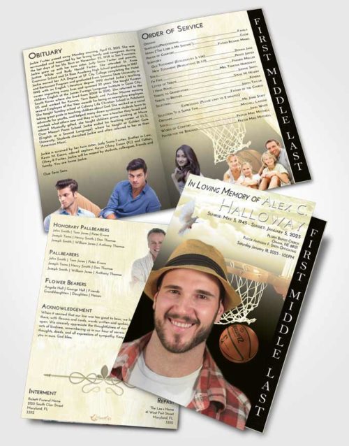 2 Page Graduated Step Fold Funeral Program Template Brochure At Dusk Basketball Journey