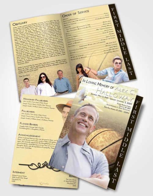 2 Page Graduated Step Fold Funeral Program Template Brochure At Dusk Basketball Love