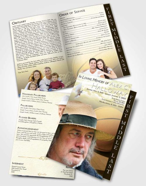 2 Page Graduated Step Fold Funeral Program Template Brochure At Dusk Basketball Peace